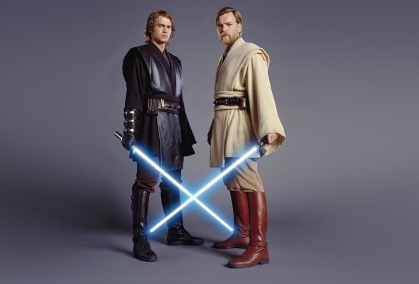 Оби-Ван и Энакин на сером фоне